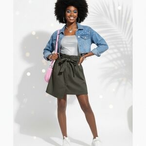 LIKE AN ANGEL women's junior 13 olive green assymetrical skirt